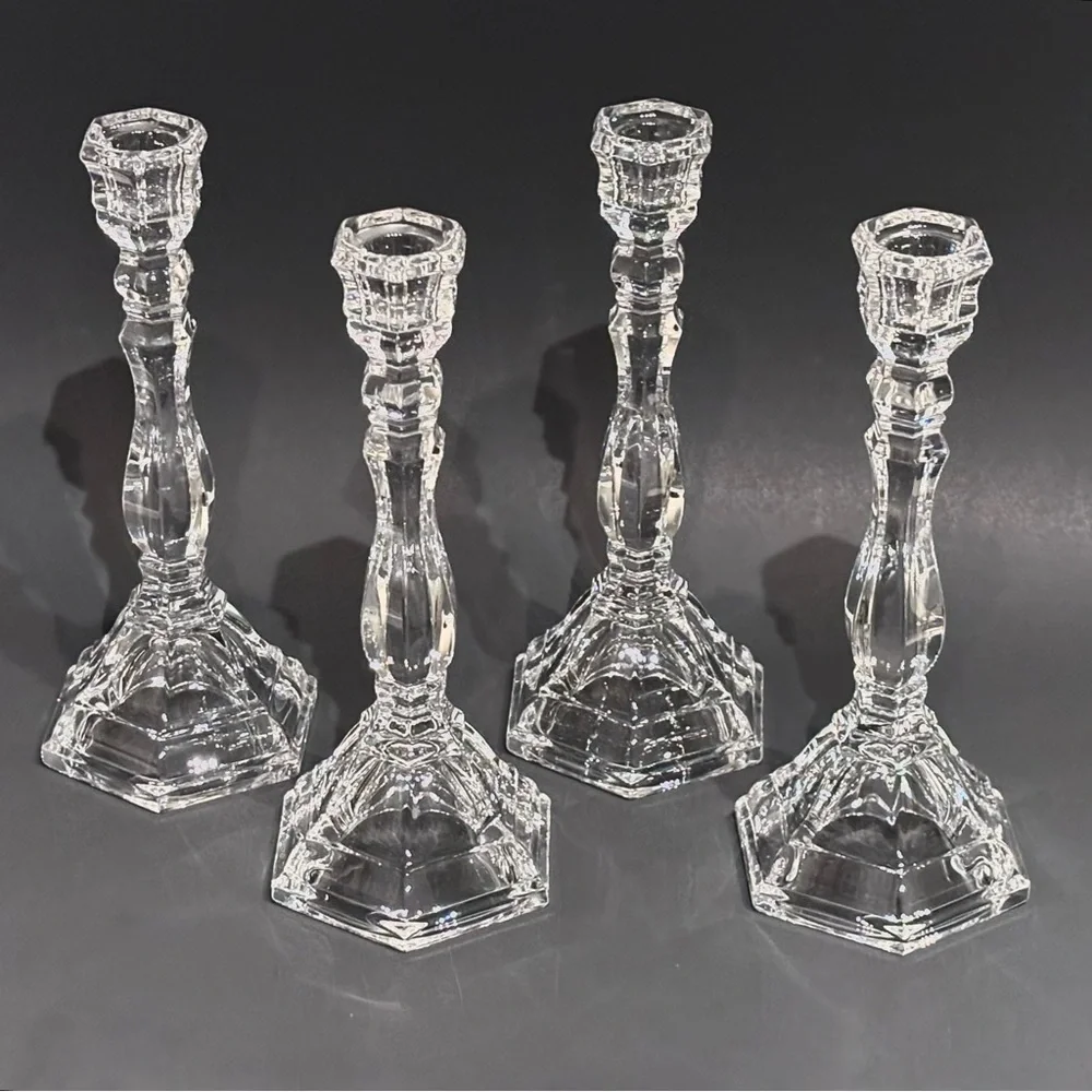 Set of 4 Tiffany & Co. Crystal Hampton Single Light Candlestick Holders 9" - Picture 2 of 12